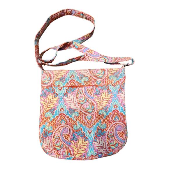 Vera Bradley Triple Zip Hipster Purse Bag, Paisley in Paradise, Red Pink Blue - Picture 2 of 8